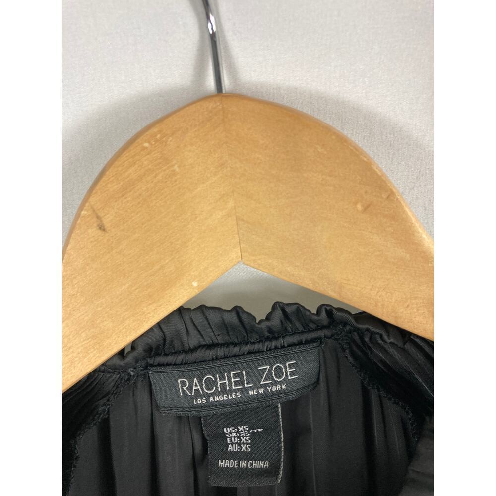 Rachel Zoe Satin Pleated Detail Black Long Sleeve Blouse Size XS - Picture 5 of 5